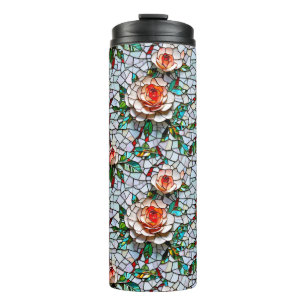 Garrafa Térmica Um Belo Padrão Faux Mosaico Floral