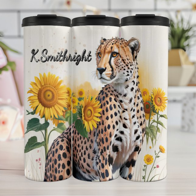 Garrafa Térmica Um Chita num Campo de Girassol (Criador carregado)