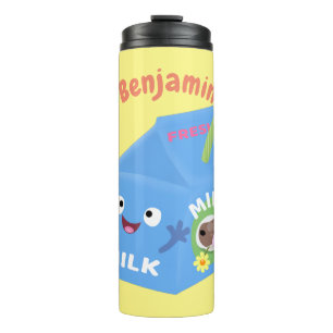 Garrafa Térmica Um desenho animado de cartonagem de leite feliz