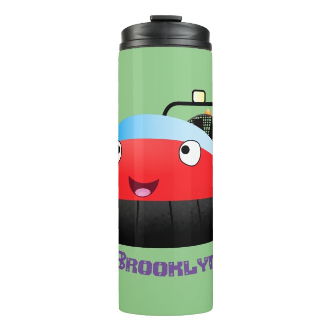 Garrafa Térmica Um desenho animado de hovercraft, vermelho e bonit (Frente)