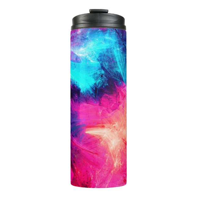 Garrafa Térmica Um lindo padrão futurista de multicores frias. Abs (Frente)