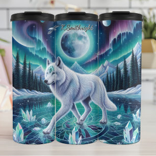 Garrafa Térmica Um Lobo Místico num Lago Congelado