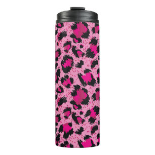 Garrafa Térmica Um padrão-leopardo cor-de-rosa de luxo sem costur