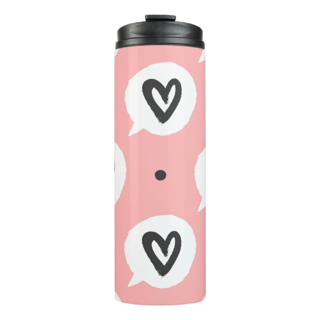 Garrafa Térmica Um padrão perfeito com corações. (Frente)