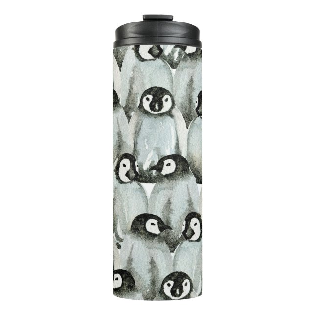 Garrafa Térmica Um padrão perfeito com pinguins adoráveis. (Frente)