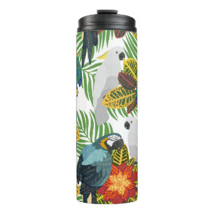 Garrafa Térmica Um padrão tropical perfeito com papagaios.