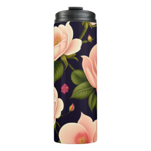 Garrafa Térmica Um padrão uniforme com rosas cor-de-rosa sobre um