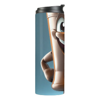 Garrafa Térmica Um personagem de moeda é um retrato com braços e p