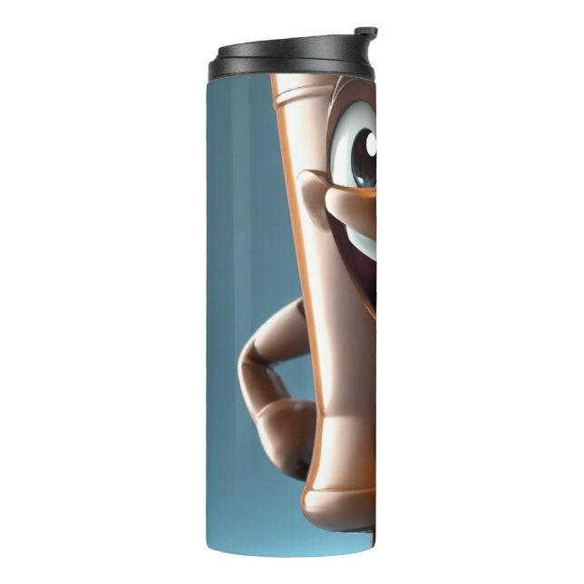 Garrafa Térmica Um personagem de moeda é um retrato com braços e p (Giro à esquerda)