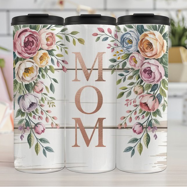 Garrafa Térmica Um Sinal de Mãe Floral com Rosas (Criador carregado)