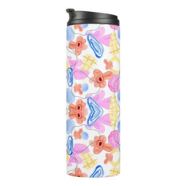 Garrafa Térmica Uma caneca de viagem com um desenho simétrico abst (Rotação à direita)