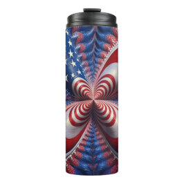 Garrafa Térmica Uma Mistura Da Bandeira Americana E Um Fractal
