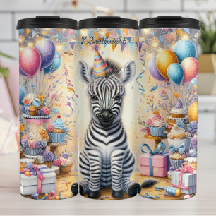 Garrafa Térmica Uma Zebra Cuja Festa de aniversário é