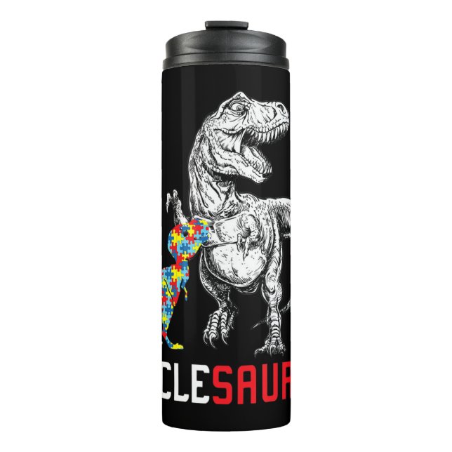 Garrafa Térmica Unclesaurus Autismo Sensibilização Tio Saurus  (Frente)
