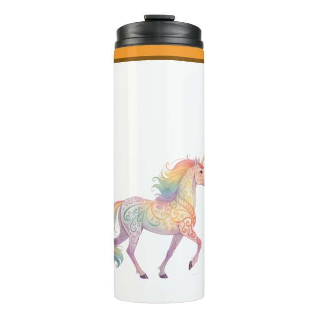 Garrafa Térmica Unicórnio Arco-Íris Mágico Personalizado  (Frente)