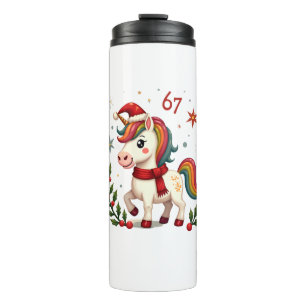 Garrafa Térmica Unicórnio de Natal Vintage 6º Aniversário Dabbing 
