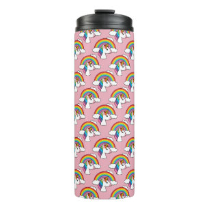 Garrafa Térmica Unicórnio e Arco-íris com Nuvens Kawaii