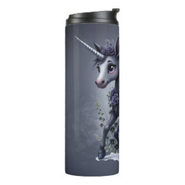 Garrafa Térmica unicórnio estilizado em esplendor floral.