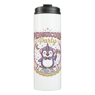 Garrafa Térmica Unicórnio Penguicorn Festa POD Pronto Zazzle Desig
