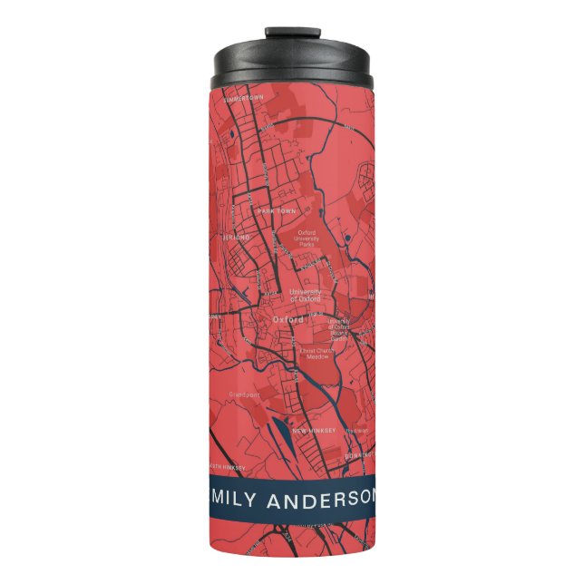 GARRAFA TÉRMICA  URBAN RED MARINHO OXFORD UNIVERSITY UK OUTLINE MAP (Frente)