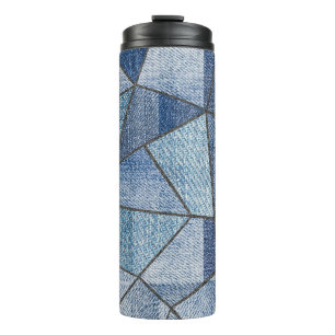 Garrafa Térmica Urbano Denim: Design de Patchwork com Distúrbios