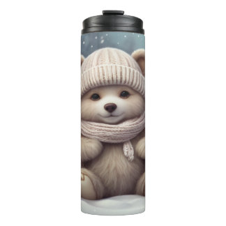 Garrafa Térmica Ursa Menina de Inverno Aconchegante