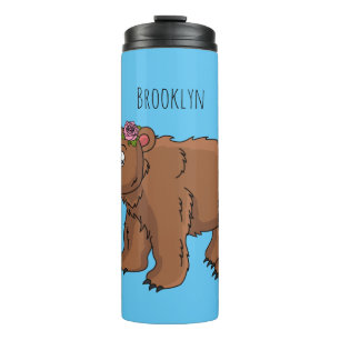 Garrafa Térmica Urso bonito com ilustração de desenho animado de f