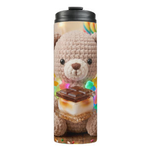 Garrafa Térmica Urso de Crochê Personalizado com S'more