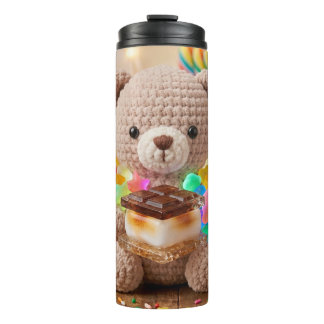 Garrafa Térmica Urso de Crochê Personalizado com S'more
