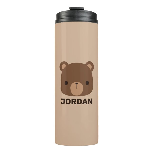 Garrafa Térmica Urso Marrom Pequenino Fofo com Nome Personalizado (Frente)