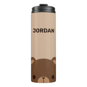 Garrafa Térmica Urso Marrom Pequeno e Fofo com Nome Personalizado