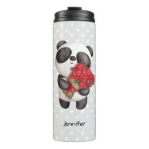 Urso Panda Bonito com Rose Bouquet