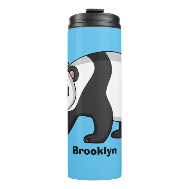 Garrafa Térmica Urso panda bonito e feliz com desenho animado (Frente)