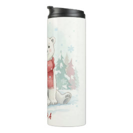 Garrafa Térmica Urso Polar de Aquarela Fofo de Inverno