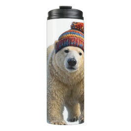 Garrafa Térmica Urso polar e garrafa de água de viagem com chapéu
