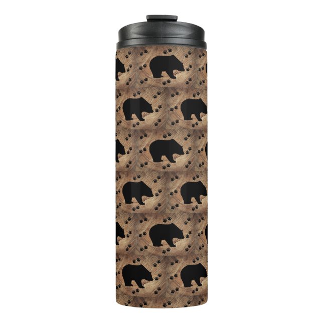 Garrafa Térmica Urso Preto E Pistas De Urso (Frente)