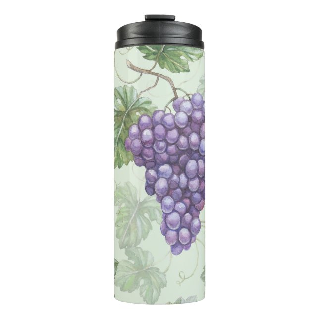 Garrafa Térmica Uvas Aquarela, Padrão Sem Fruta. (Frente)