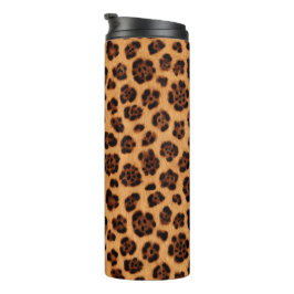 Garrafa Térmica Vá Selvagem Estampa Leopardo Marrom Dourado Laranj