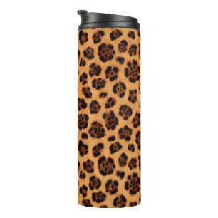 Garrafa Térmica Vá Selvagem Estampa Leopardo Marrom Dourado Laranj