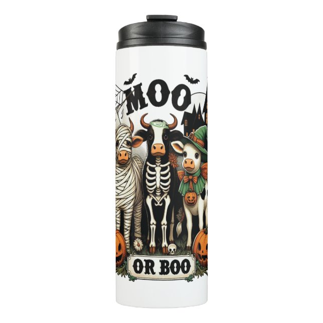 Garrafa Térmica Vaca de Moo ou Boo Halloween (Frente)
