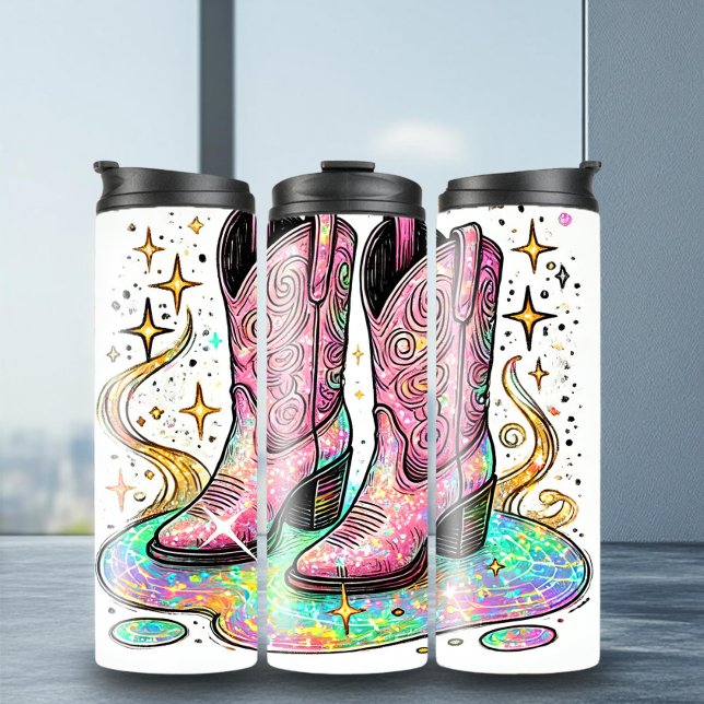 Garrafa Térmica Vaca Disco Adorável Boots Tumbler (Criador carregado)