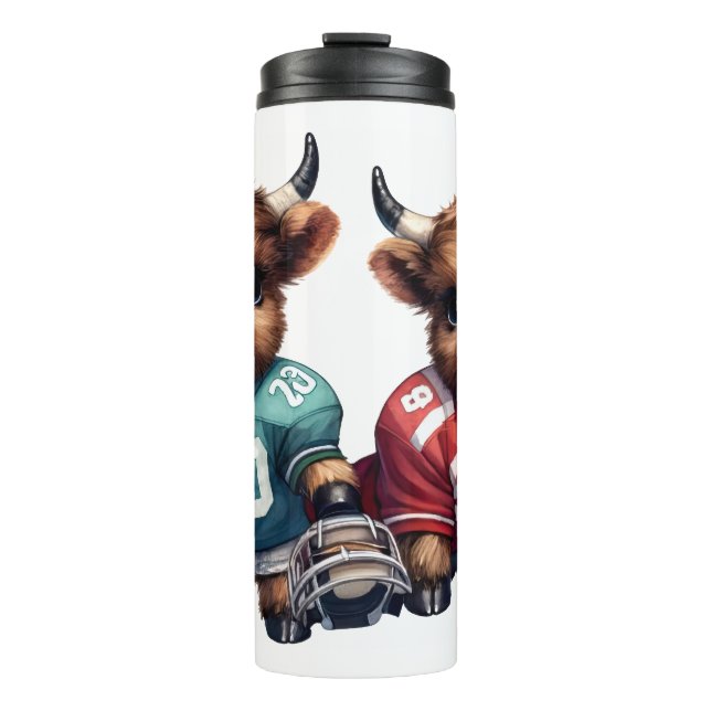 Garrafa Térmica Vacas e Futebol das Highland (Frente)