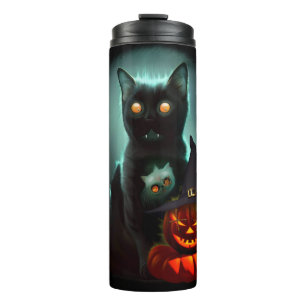 Garrafa Térmica Vampiro Gato e Mágico Pumpkin Halloween Surreal