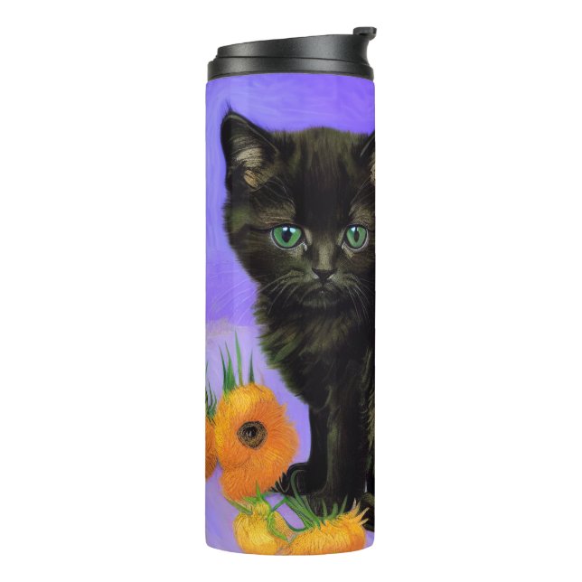 Garrafa Térmica Van Gogh Black Kitten com Girassóis (Giro à esquerda)