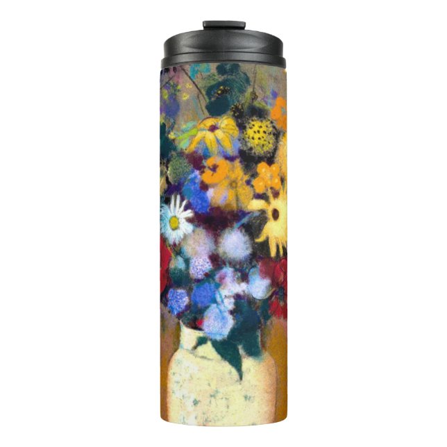 Garrafa Térmica Vaso Branco com Flores Odilon Redon (Frente)