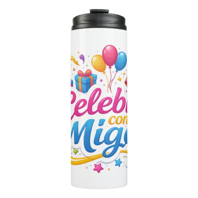 Garrafa Térmica Vaso Térmico con Diseño “Celebra Conmigo” | Ideal  (Frente)