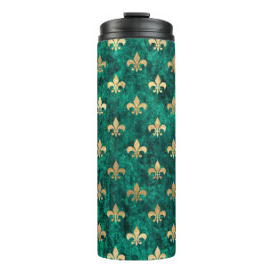 Garrafa Térmica Veludo Verde Grunge Fleur De Lis Mardi Gras