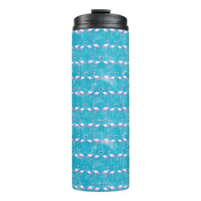 Garrafa Térmica Verão de Flamingos Rosa (Frente)