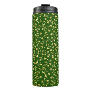 GARRAFA TÉRMICA VERDE COM DOURADO GLITTER PARECE ESTAR COM CAMARÕE