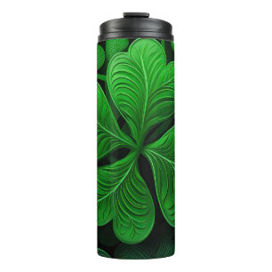 GARRAFA TÉRMICA  VERDE ESCURO INTRICIA SHAMROCKS CELTICOS IRLANDESE